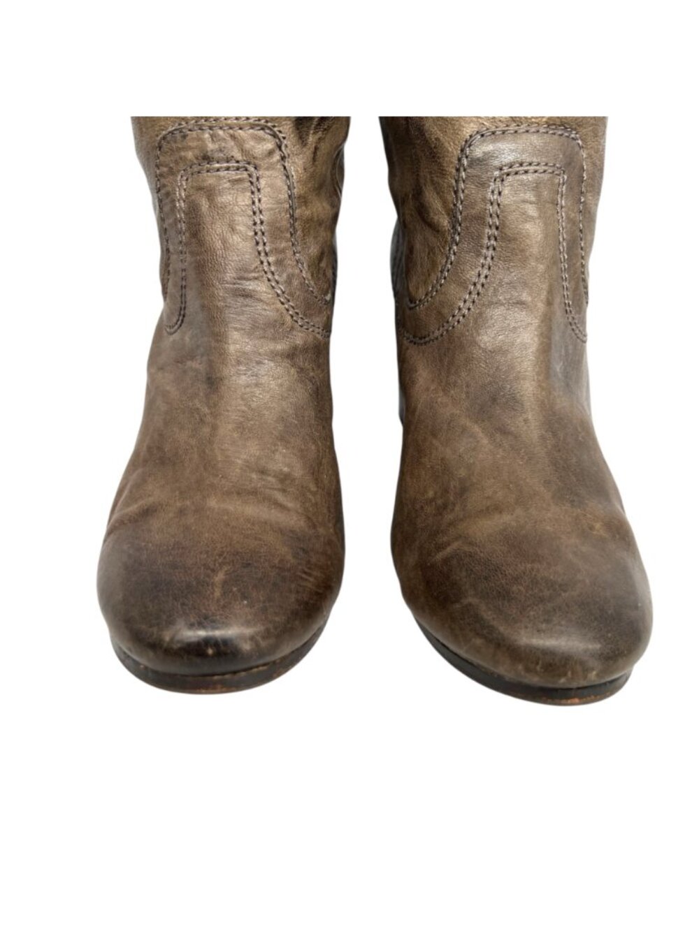 Frye Carson Mid Heel Short Leather Ankle Boots Brown Western Style Size 6.5 - Picture 4 of 15